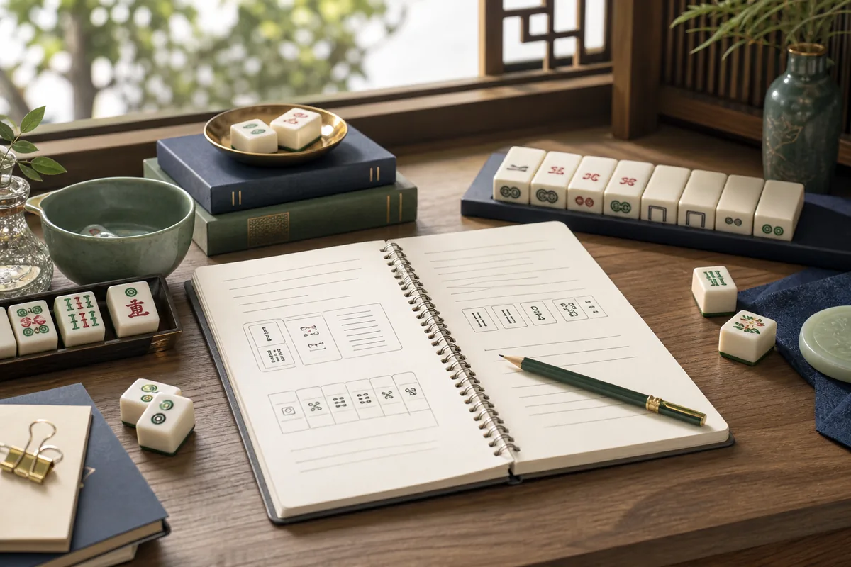 about mahjong free editorial workspace with notes and tile diagrams