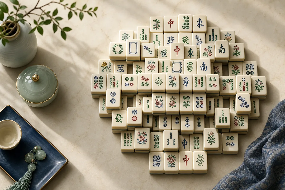 mahjong free online board arranged on a light table