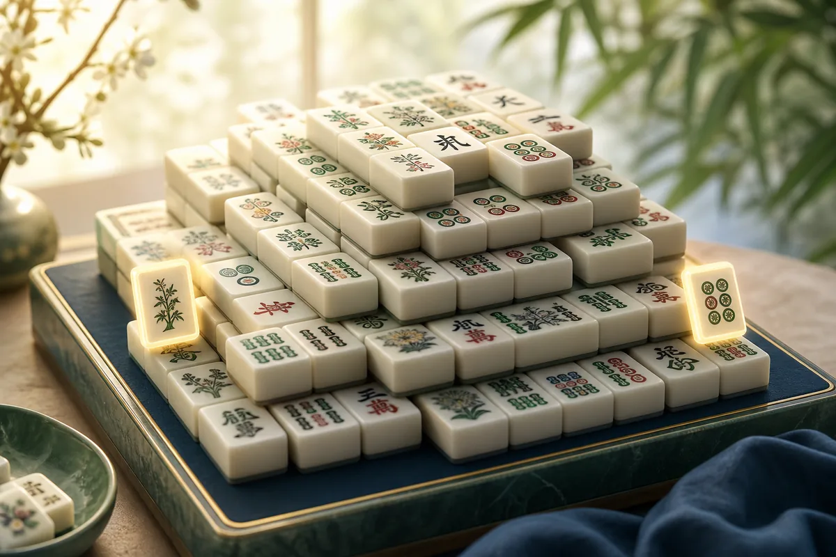 mahjong solitaire free online with open edge tiles highlighted