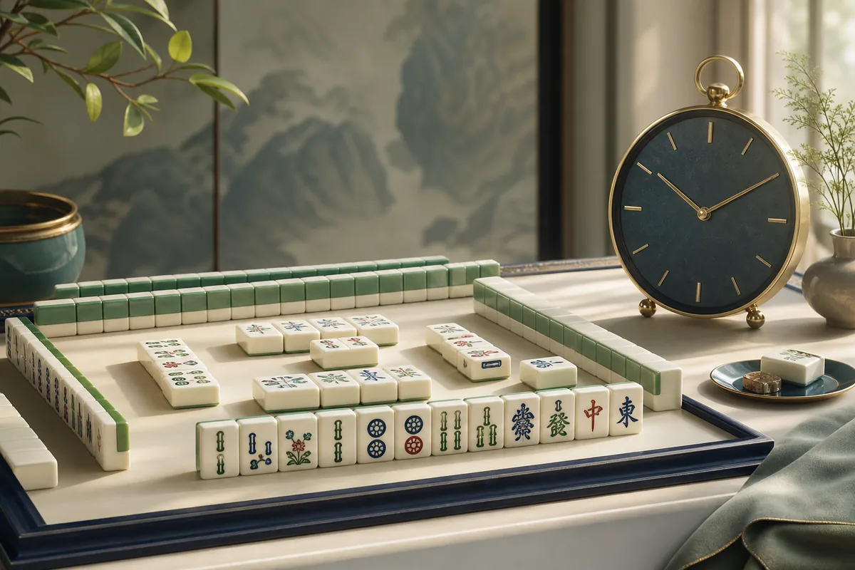 mahjong solitaire no time limit with a calm board and an idle clock