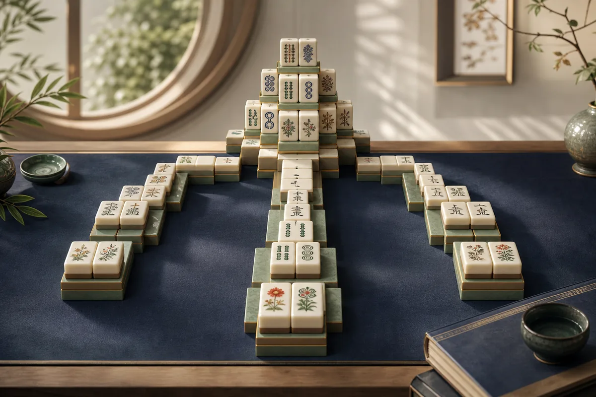 mahjong solitaire strategy tips shown with three possible pair paths